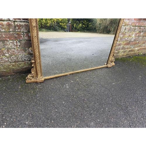 Large Antique English Arched Top Gilt Overmantle Mirror, 1800s For Sale - Image 3 of 7
