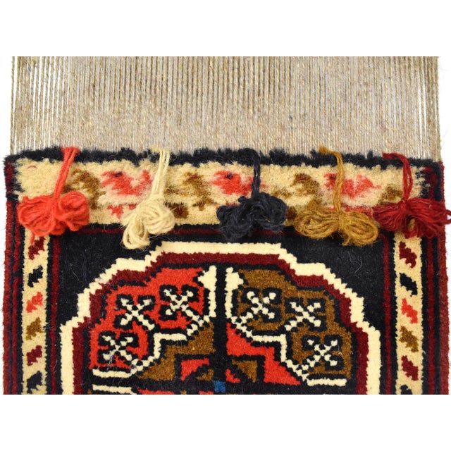 Brown Antique Decorative Turkish Handmade Weaving Loom With Rug Wall Hanging Decor For Sale - Image 8 of 13