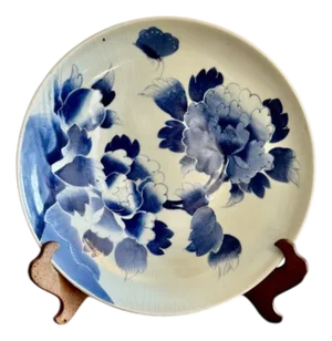 Large Antique Japanese Blue and White Imari Plate, 1900s
