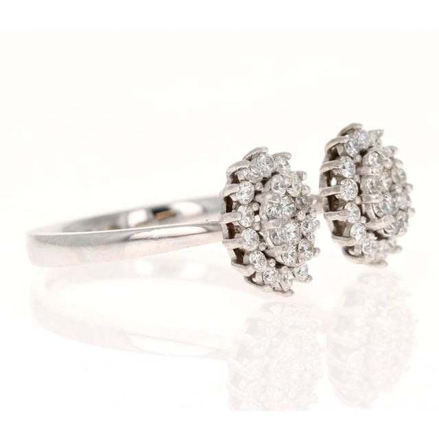 Modern Natural Diamond 0.74 Carat White Gold Cuff Ring, Size 6.5 For Sale - Image 3 of 9