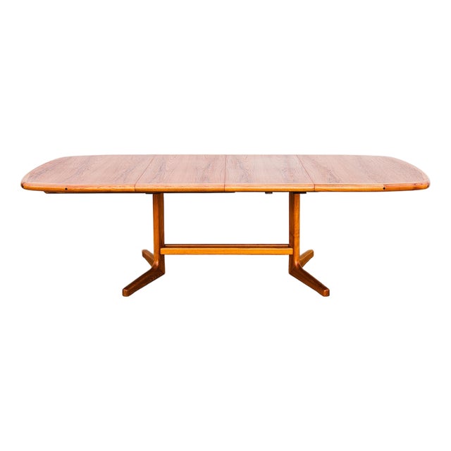 Vintage Danish Modern Teak Extension Dining Table With Two Leaves by D-Scan For Sale