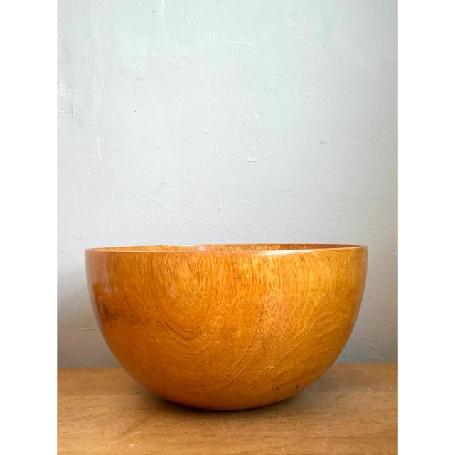 Mid-Century Modern Vintage Handcrafted Wooden Salad Bowl For Sale - Image 3 of 12