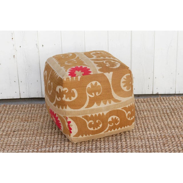 Zebo Antique Suzani Cube Ottoman For Sale In Los Angeles - Image 6 of 8