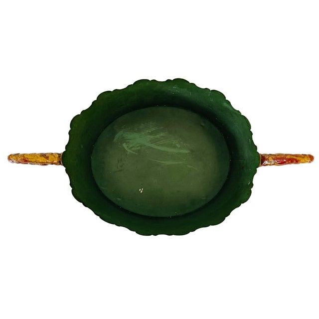 Vintage Italian Tole Hand Painted Faux Malachite Green Oval Jardiniere For Sale In San Diego - Image 6 of 8