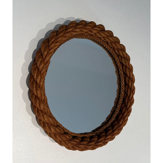 Mid-Century Modern Round rope mirror in the style of Audoux Minet For Sale - Image 3 of 12