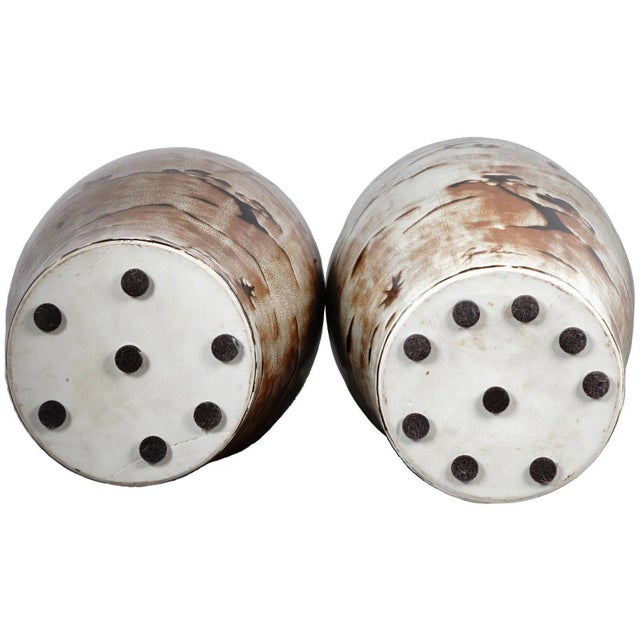 Large 28" Mid-Century Modern Chinese Ceramic Vases - A Pair For Sale In New York - Image 6 of 10