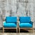 Add a touch of bohemian flair to your space with this stunning pair of vintage Niedermaier woven strap lounge chairs....