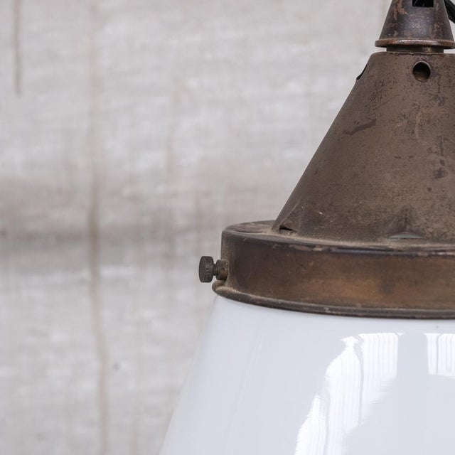 Mid-Century Modern Mid-Century Opaline Conical Pendant Light For Sale - Image 3 of 8