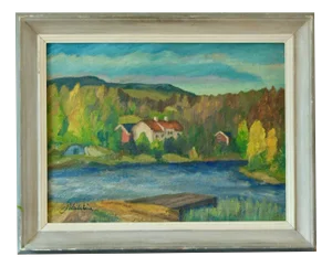 Wahlin, Coastal Scene, 1960s, Oil on Panel, Framed