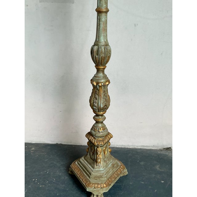 Wood Vintage Regency Sarreid Gilt Tipped Floor Lamp For Sale - Image 7 of 8