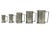 Set of five French pewter graduating measuring cups. Dimensions range from 2.5"L x 1.75"W x 3.25"H to 5"L x 3.75"W x...