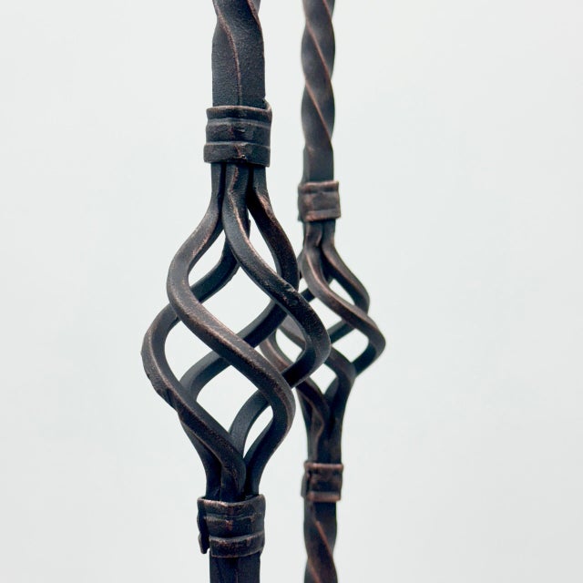 2020s Hand Forged Iron Candelabra Pair (115cm) Antique Copper Expanded Open-Twist Stem For Sale - Image 5 of 7
