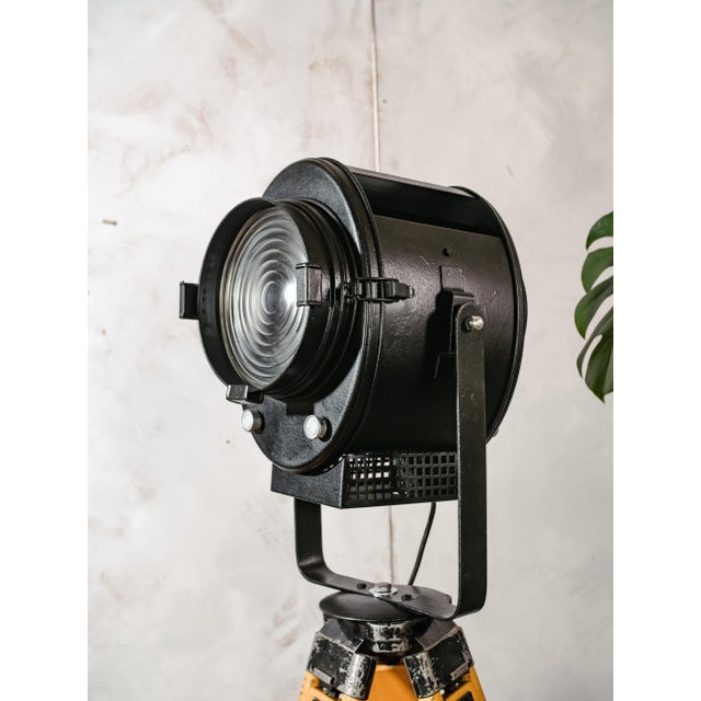 Black Theater Spotlight on Surveying Tripod Floor Lamp from A.E. Cremer, 1950s For Sale - Image 12 of 18