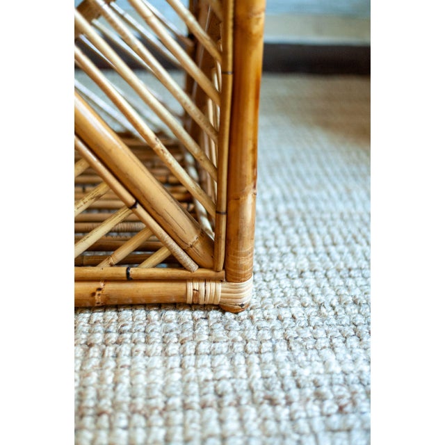 Bamboo Storage Bench with Geometric Cane Patterns For Sale - Image 11 of 12