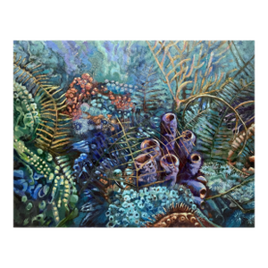 2000, Undersea Landscape, Contemporary Abstract Expressionist, Acrylic Painting on Canvas, Artist Louise Freshman Brown