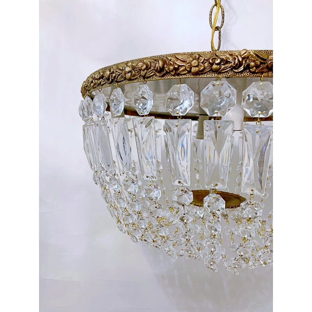Traditional Vintage 1960s Italian Brass Basket Chandelier For Sale - Image 3 of 9