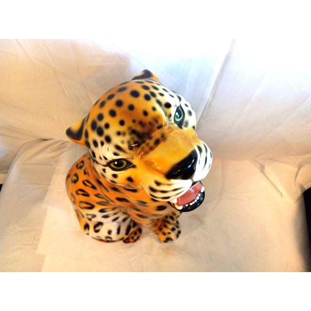 1990s Large Glass/Ceramic Sculpture of African Leopard For Sale - Image 12 of 12