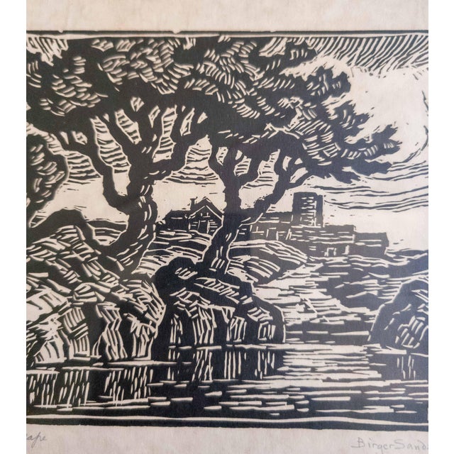 Mid-Century American Linocut Print "Kansas Landscape" by Birger Sandzen For Sale - Image 4 of 12