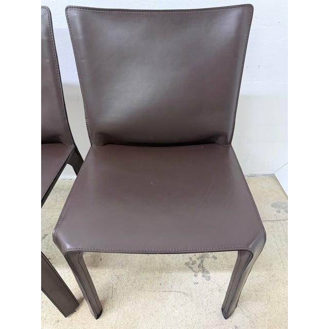 Mario Bellini Cab 413 Brown Leather Dining Chairs for Cassina - Set of Six For Sale - Image 11 of 18