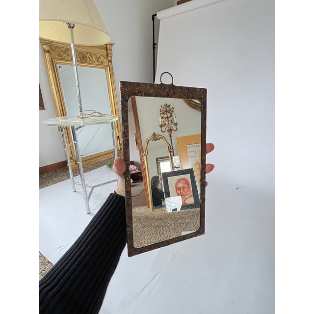 Vintage Copper Framed Rectangular Wall Mirror W/ Mystical Print on Reverse Side For Sale In Milwaukee - Image 6 of 8