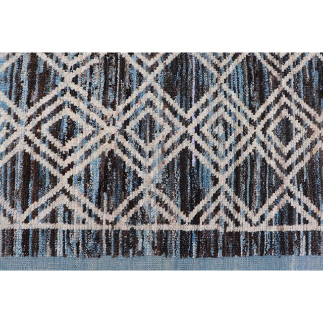 Blue, Charcoal, Gray and Brown Afghan Modern Geometric Design Rug 10'9 X 13'9 For Sale - Image 12 of 14