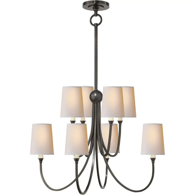 Reed Large Chandelier in Bronze with Natural Paper Shades Designer: Thomas O'Brien Min. Custom Height: 30" O/A Height:...