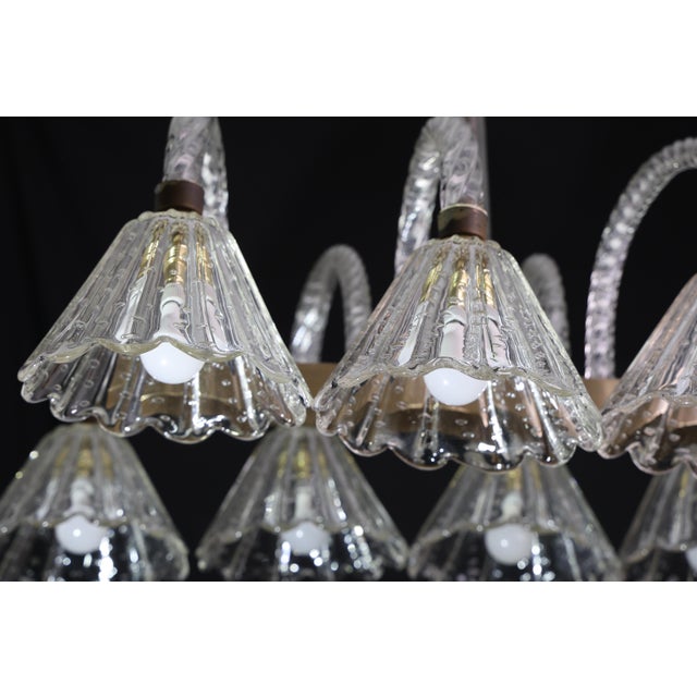 1940sMuseal 8 Light Art Decò Barovier E Toso Chandelier, Murano "Bubble" Glass For Sale - Image 12 of 14
