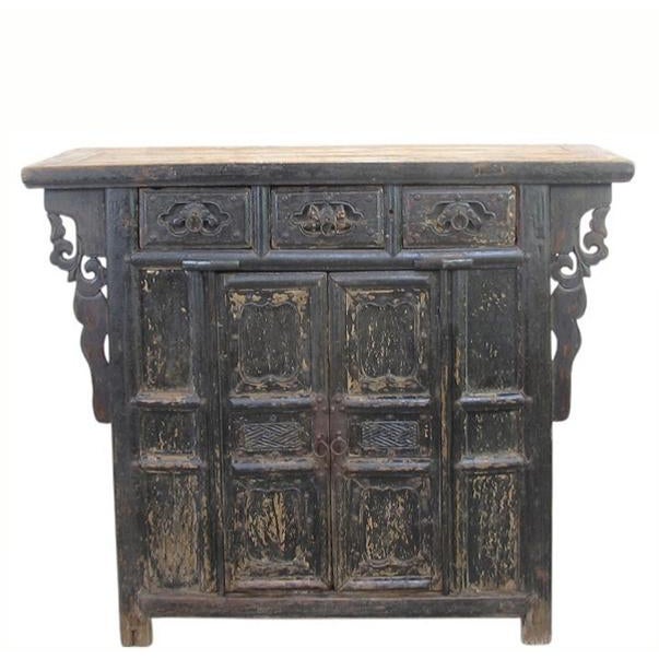 Black 3 Drawer Solid Wood Coffer For Sale