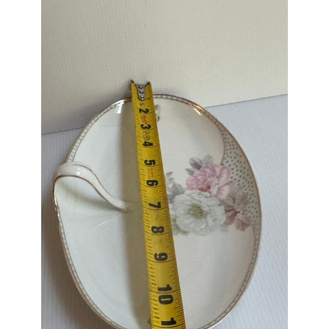 Antique Sign Pt Bavaria Germany Tirschenreuth Floral Hand Painted Serving Dish With Handle For Sale - Image 10 of 14