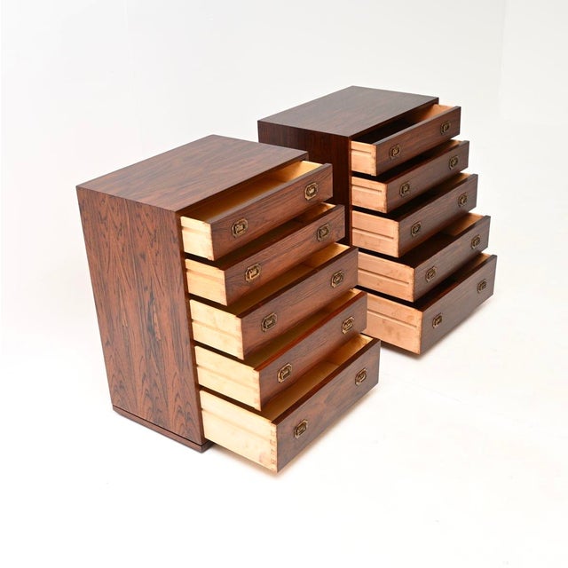 1960s Vintage Danish Bedside Chests by Henning Korch for Silkeborg, 1960s, Set of 2 For Sale - Image 5 of 13