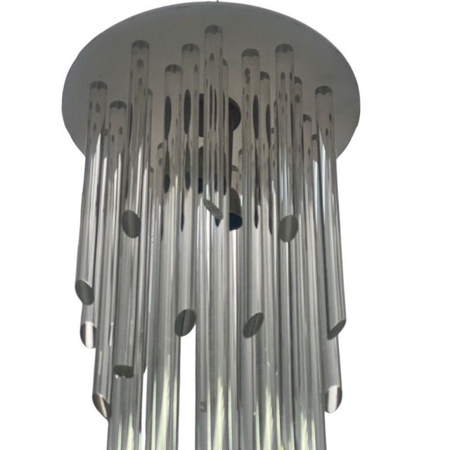 1980s Waterfall Style Flush Mount Chandelier With Acrylic Rods. u.s.a. 1980's. For Sale - Image 5 of 5