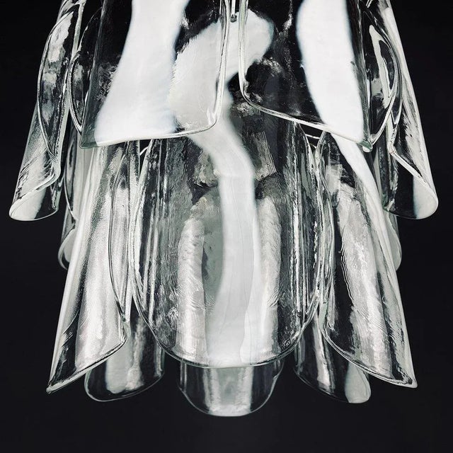 1960s Mazzega White Murano Glass Floral Chandelier For Sale - Image 12 of 12