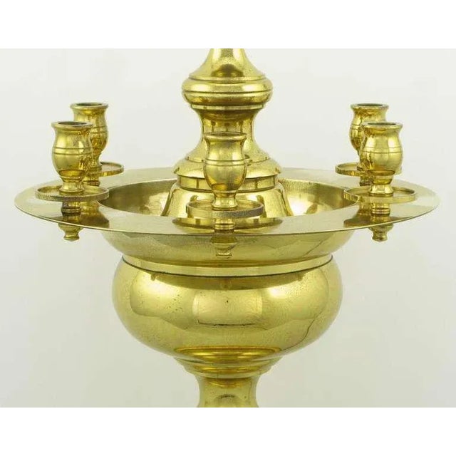 The Marbro Lamp Company Heavy Brass Regency Table Lamps With Candelabra - a Pair For Sale - Image 4 of 7