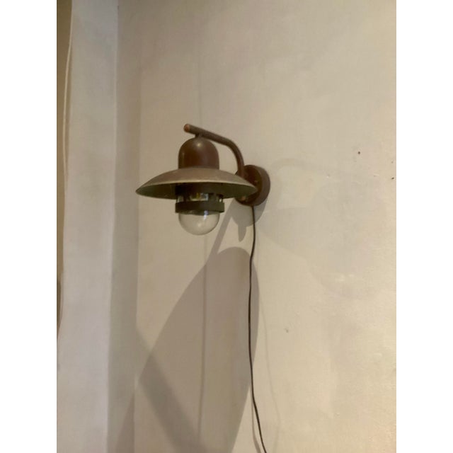 Scandinavian Garden Wall Lamp in Copper and Glass by Norlux, 1980s, in Very Good conditions. Designed 1980 to 1989 This...