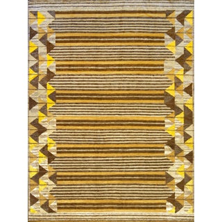 Wool With Silk Accents Swedish Inspired Handwoven Rug For Sale