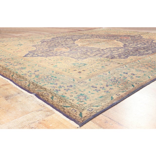 Textile Vintage Persian Tabriz Rug - 09'10 X 13'00 For Sale - Image 7 of 9