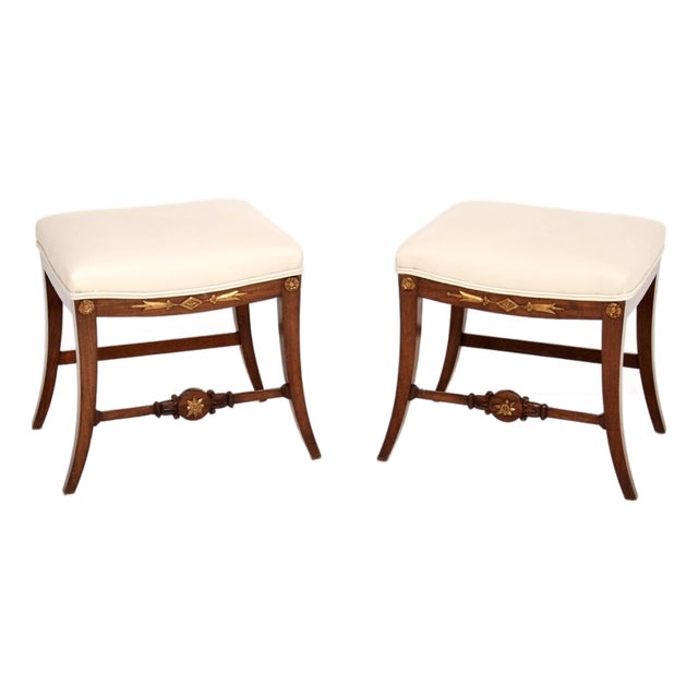 Antique Swedish Regency Stools, 1830s, Set of 2 For Sale