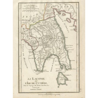 Antique Map of Laconia, Sparta, and Cythera from Ambroise Tardieu, 1825 For Sale