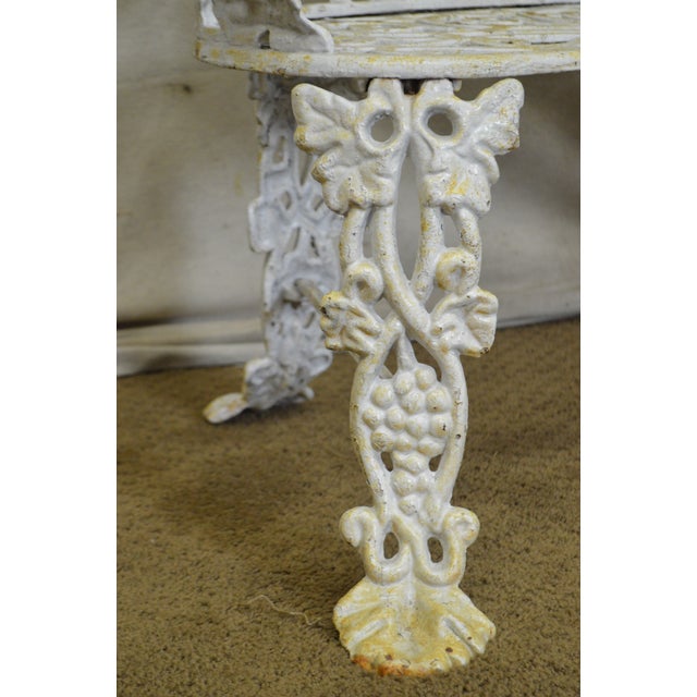 Vintage Antique Cast Iron Grape Vine Pattern Garden Patio Bench Settee