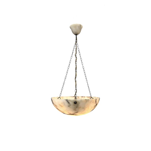 Stone Art Deco Alabaster Bowl Pendant Lamp, 1920s For Sale - Image 7 of 13