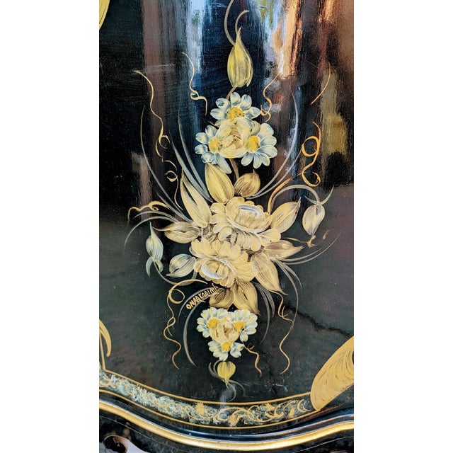 Vintage Victorian Credenza Marquetry Display Cabinet Carved and Painted by Hand For Sale - Image 9 of 14