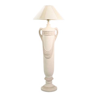 Late 20th Century Neoclassical Urn Plaster Floor Lamp With Swag Handles For Sale