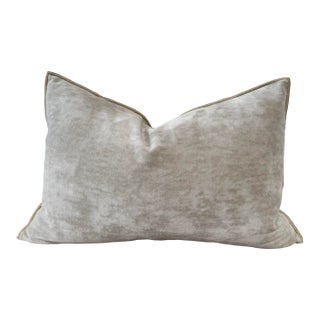 European Vintage Style Ciment Velvet Accent Pillow With Down Insert For Sale