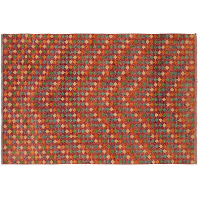 Contemporary Balochi Red/Blue Wool Rug - 5'1''x8'4'' For Sale - Image 9 of 10