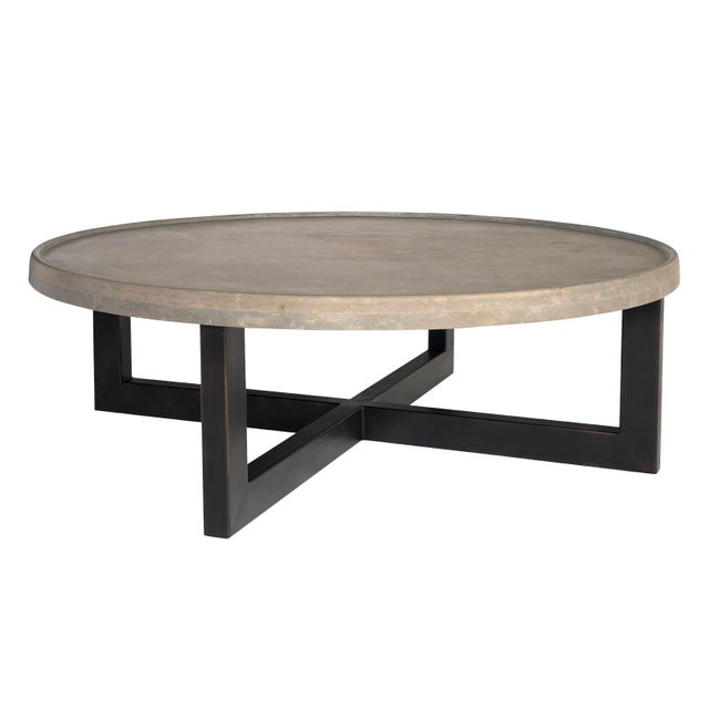 Azul valverde stone coffee table with ebonized steel base