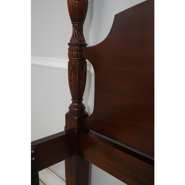 Brown Henkel Harris Queen Size Rice Carved Mahogany Poster Bed For Sale - Image 8 of 17