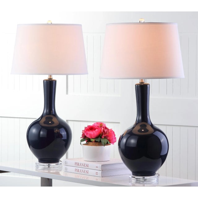 Navy Blue 32 Inch H Gourd Table Lamp in Navy - a Pair For Sale - Image 8 of 9