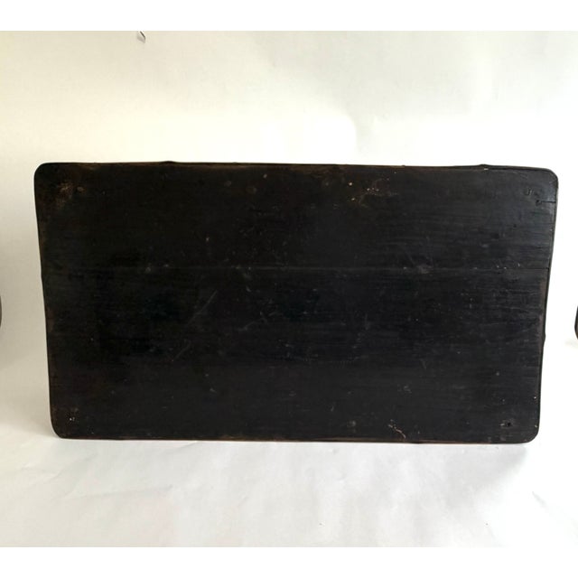 Tan Antique Chinoiserie Bamboo Low Table Display W/Black Elm Top For Sale - Image 8 of 8
