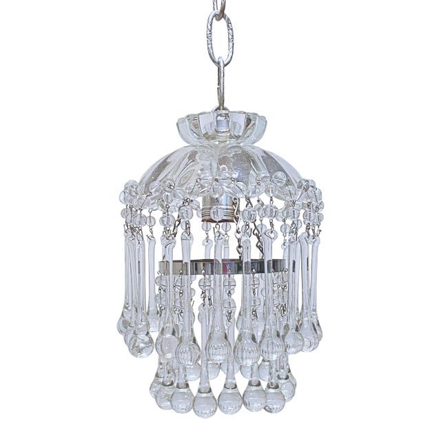 Vintage Layered Chandelier With Hand Blown Glass Dish For Sale