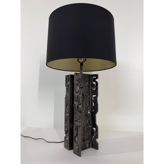 Mid 20th Century Brutalist Welded Steel Table Lamp in the Manner of Paul Evans For Sale - Image 14 of 16